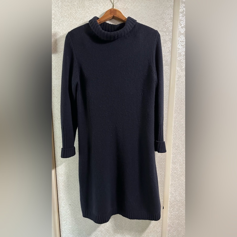 Loro Piana Cashmere Black Sweater Turtle Neck Dress MADE IN ITALY